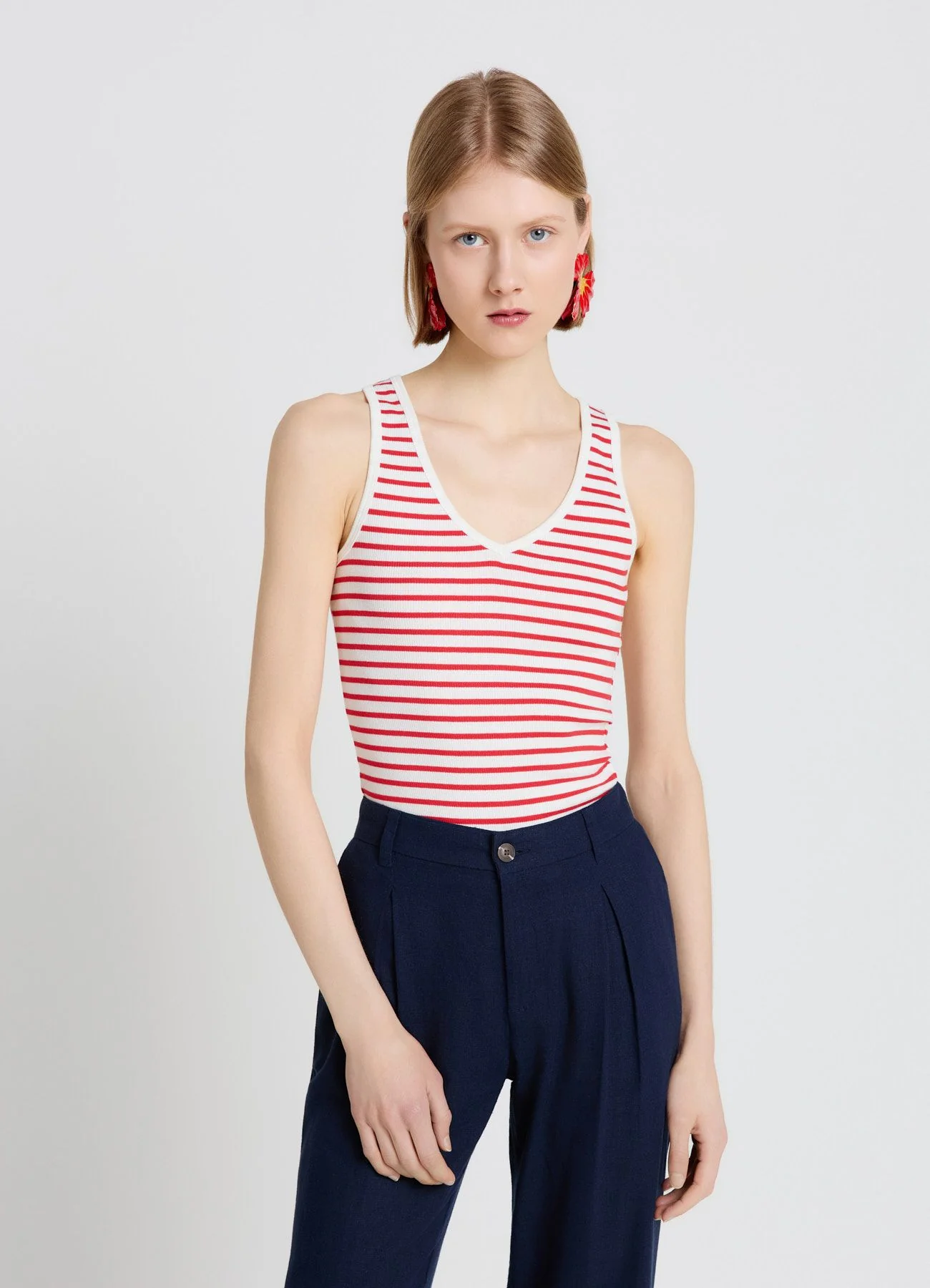 Top a righe con scollo a V - Image 3