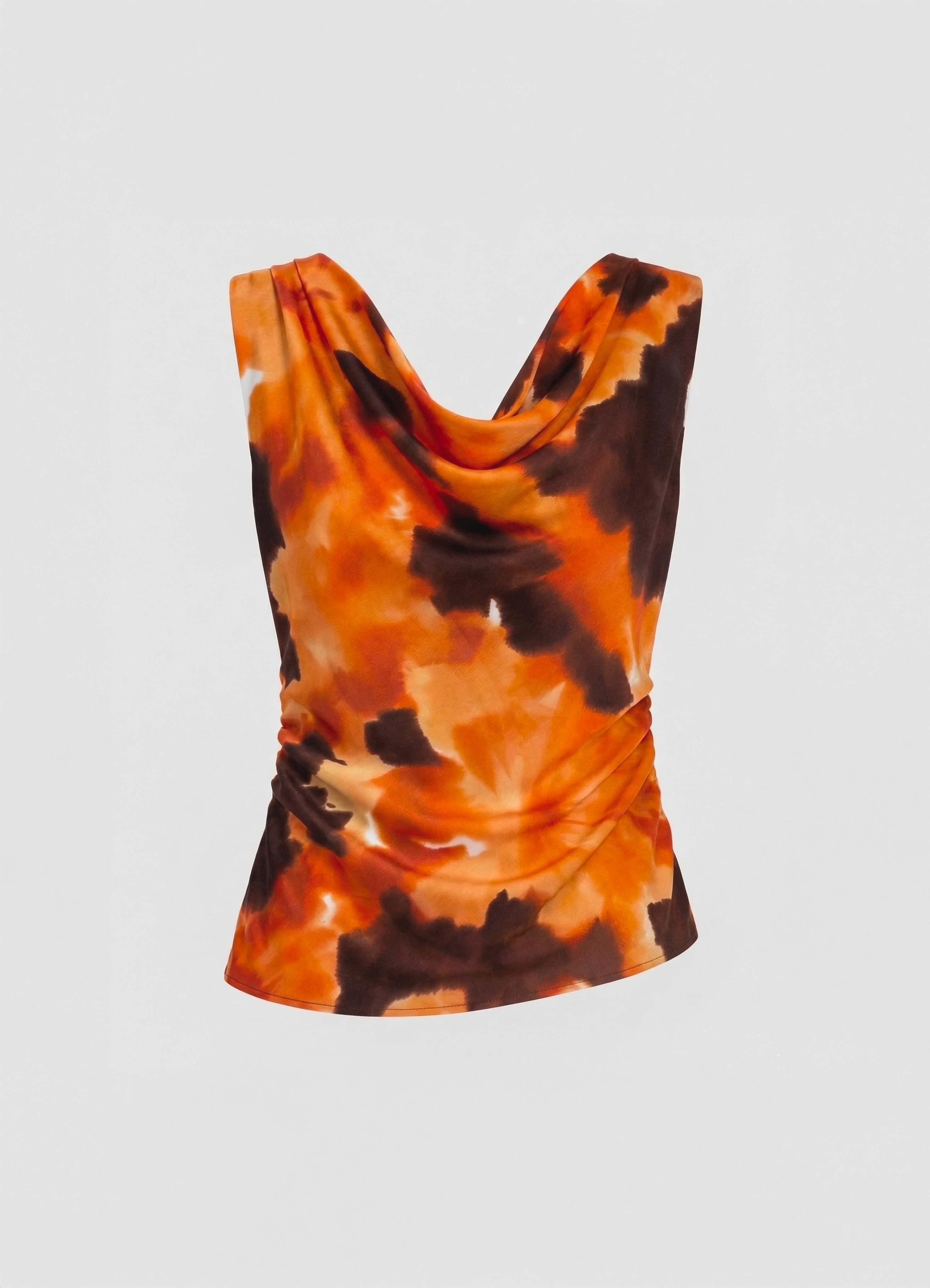Top con scollo drappeggiato fantasia fiori tie dye - Image 2
