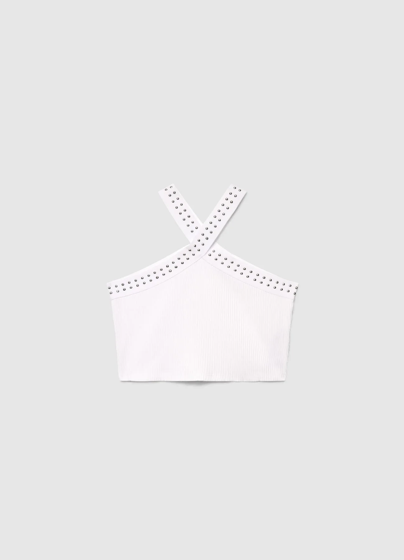 Top corto con spalline incrociate e borchie - Image 3