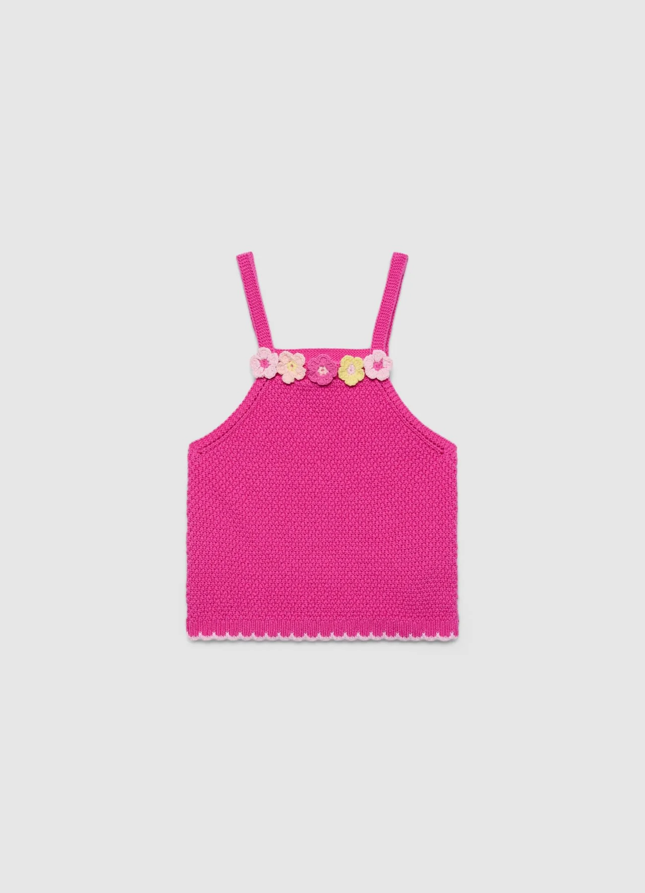 Top crochet con fiori applicati