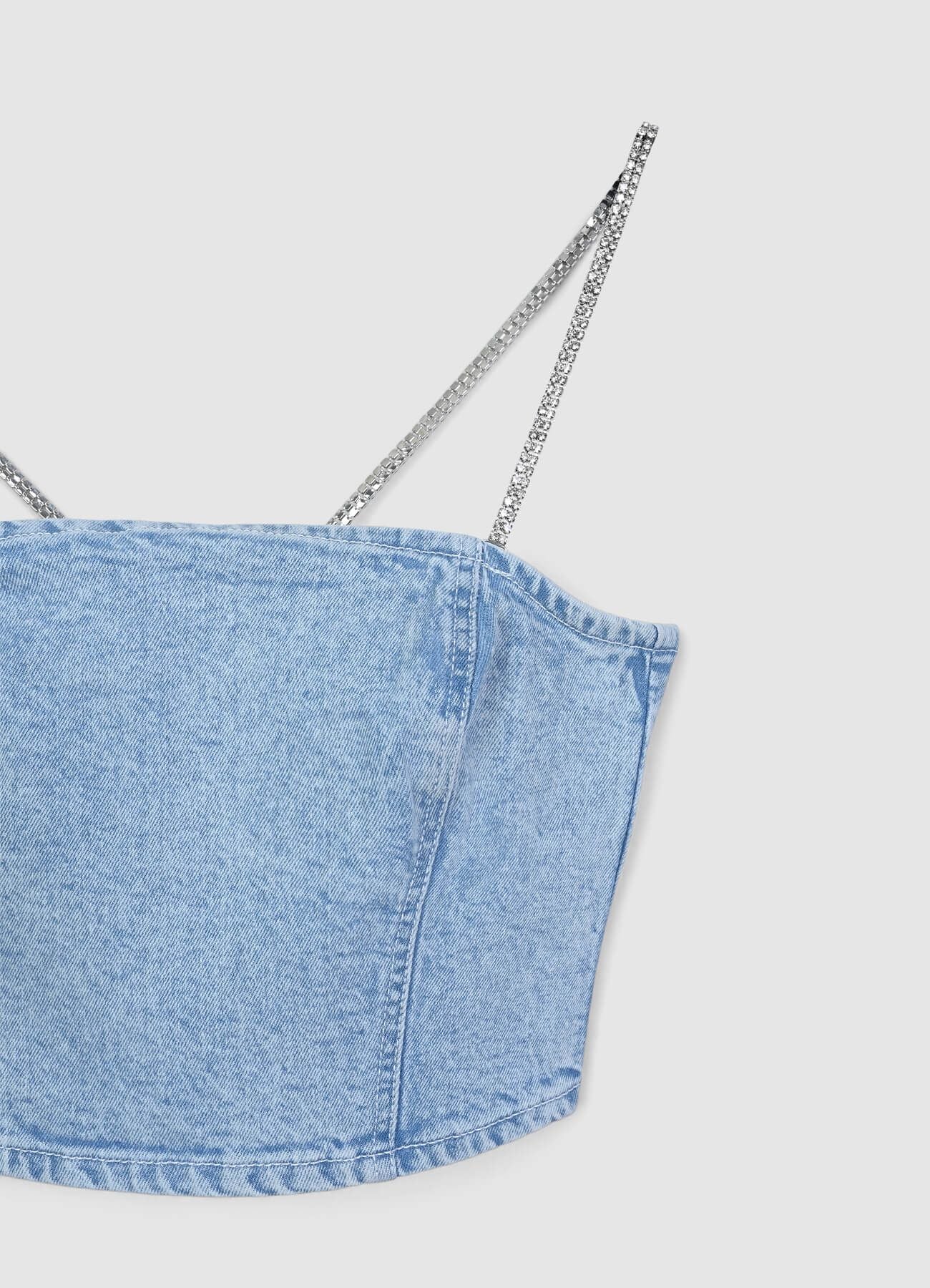Top denim spalline strass - Image 5
