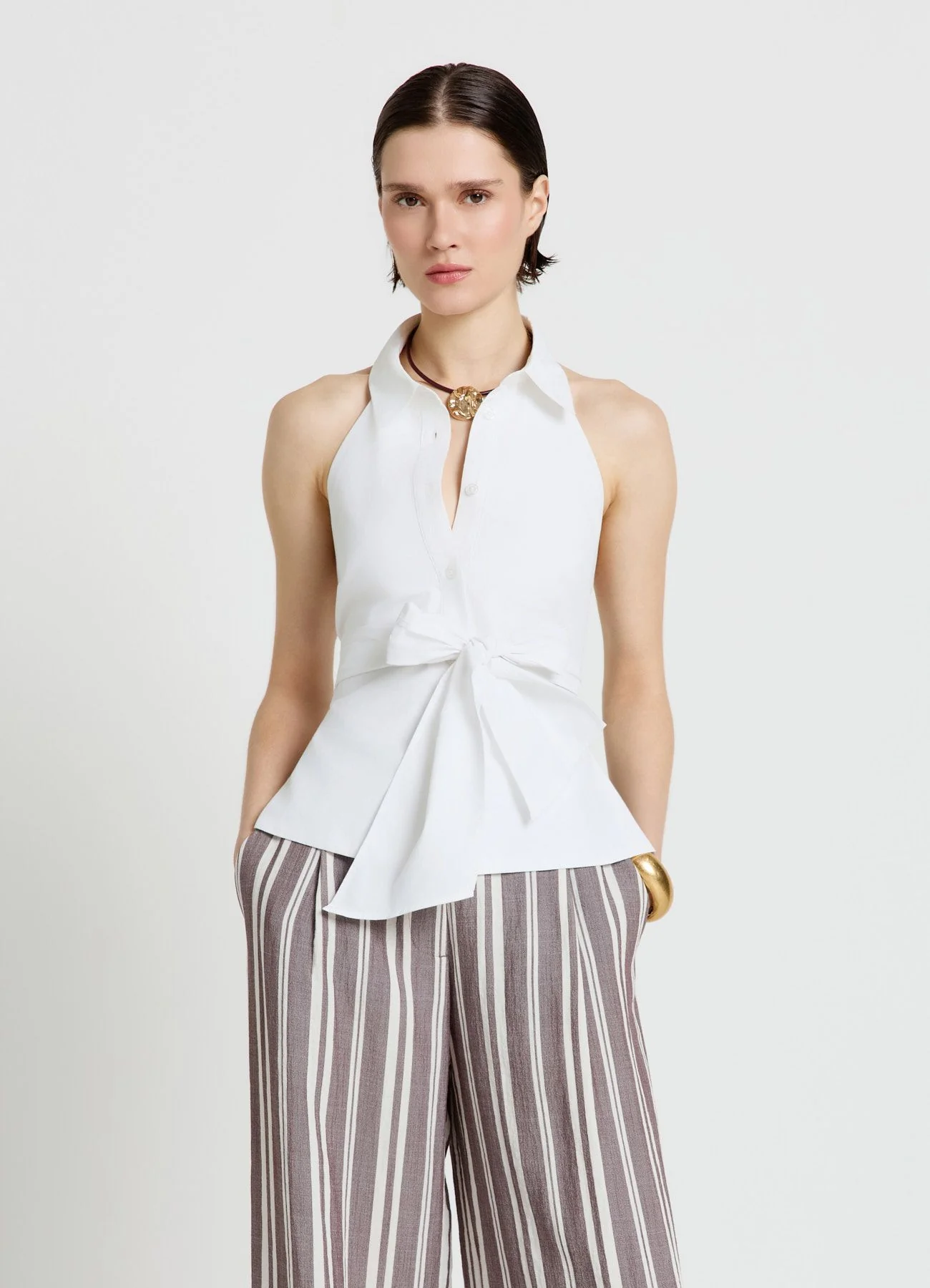 Top halter con colletto e nodo - Image 4