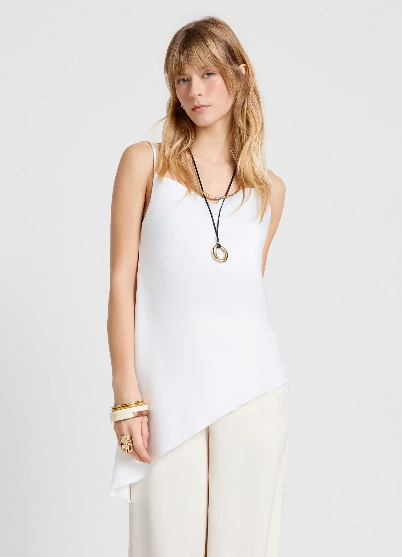 Top lungo asimmetrico similsatin - Image 2