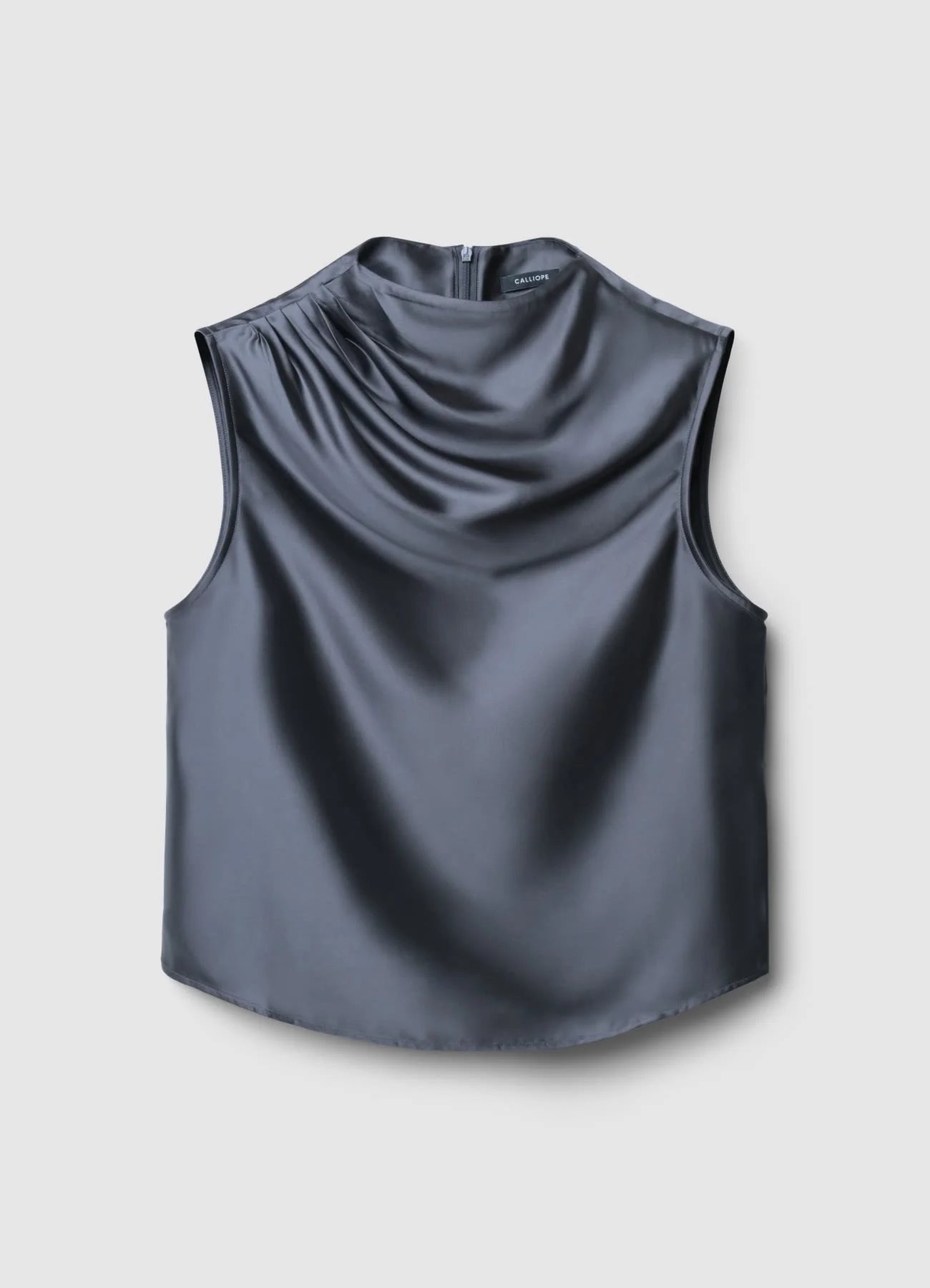 Top simil satin con collo drappeggiato - Image 5