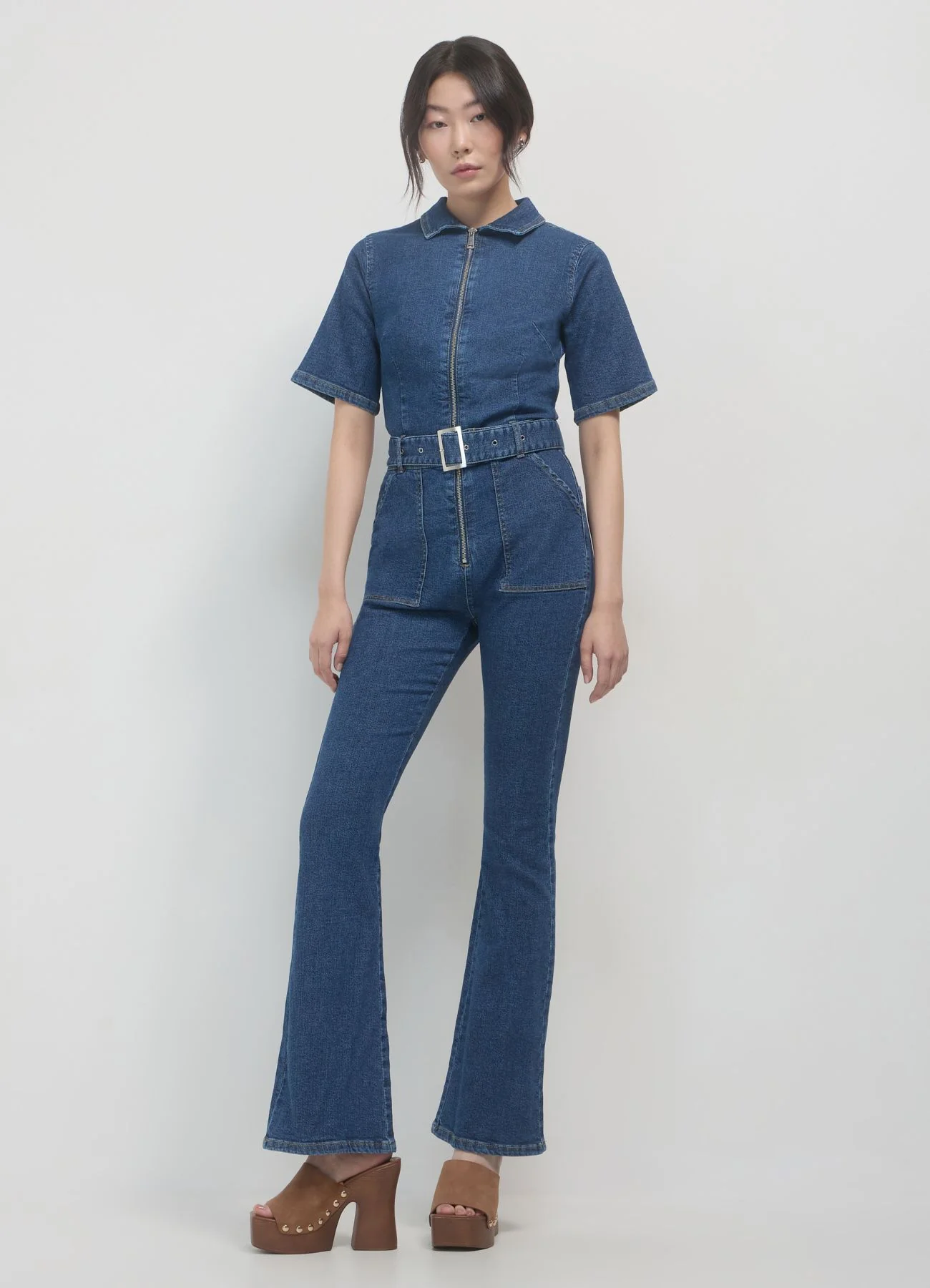 Tuta denim con cintura - Image 2