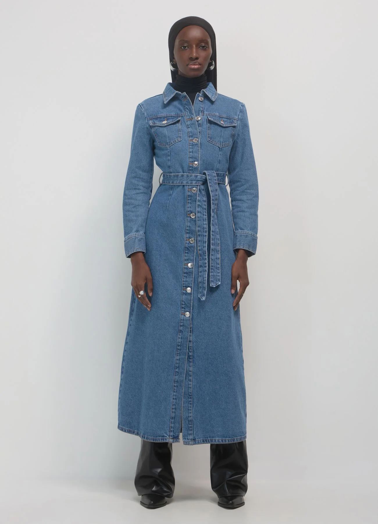 Vestito a camicia in denim - Image 3