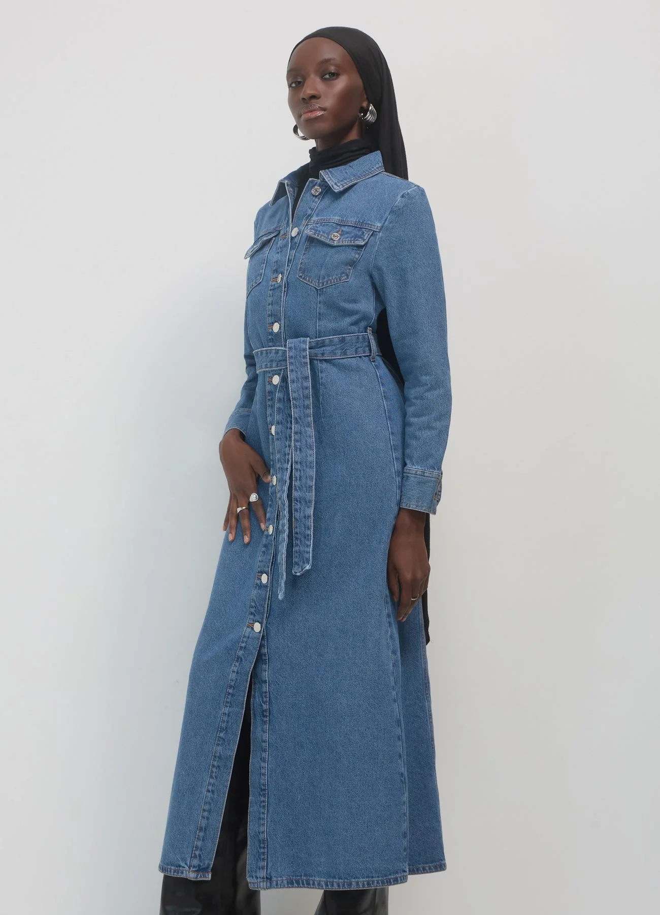 Vestito a camicia in denim - Image 4
