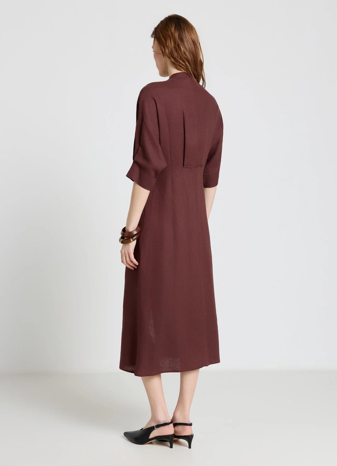Vestito chemisier con collo alla coreana - Image 3