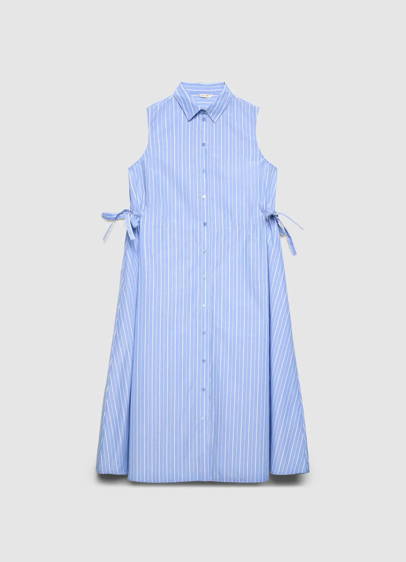 Vestito chemisier lungo a righe con lacci - Image 4