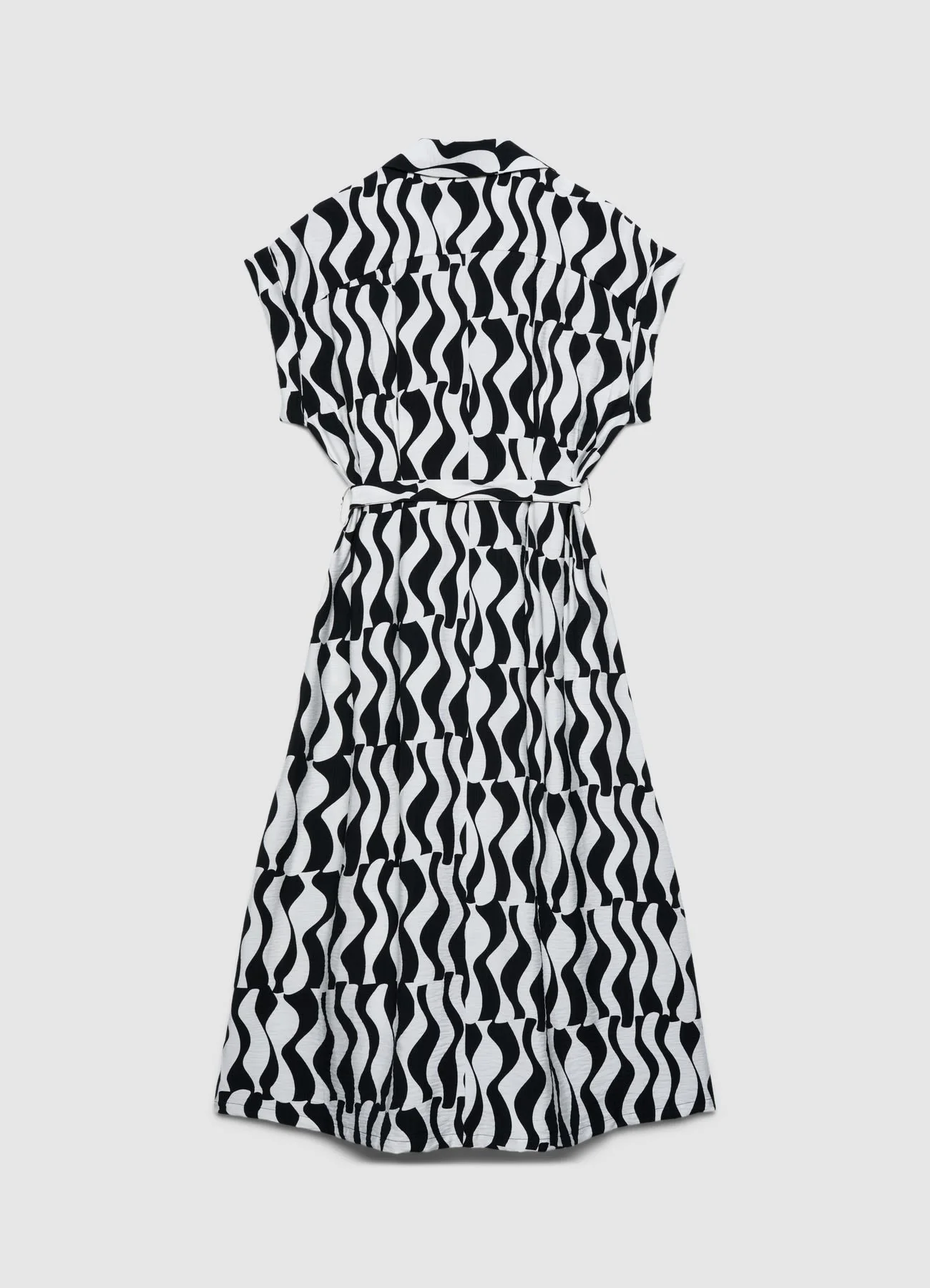 Vestito chemisier lungo con cintura e stampa geometrica - Image 6