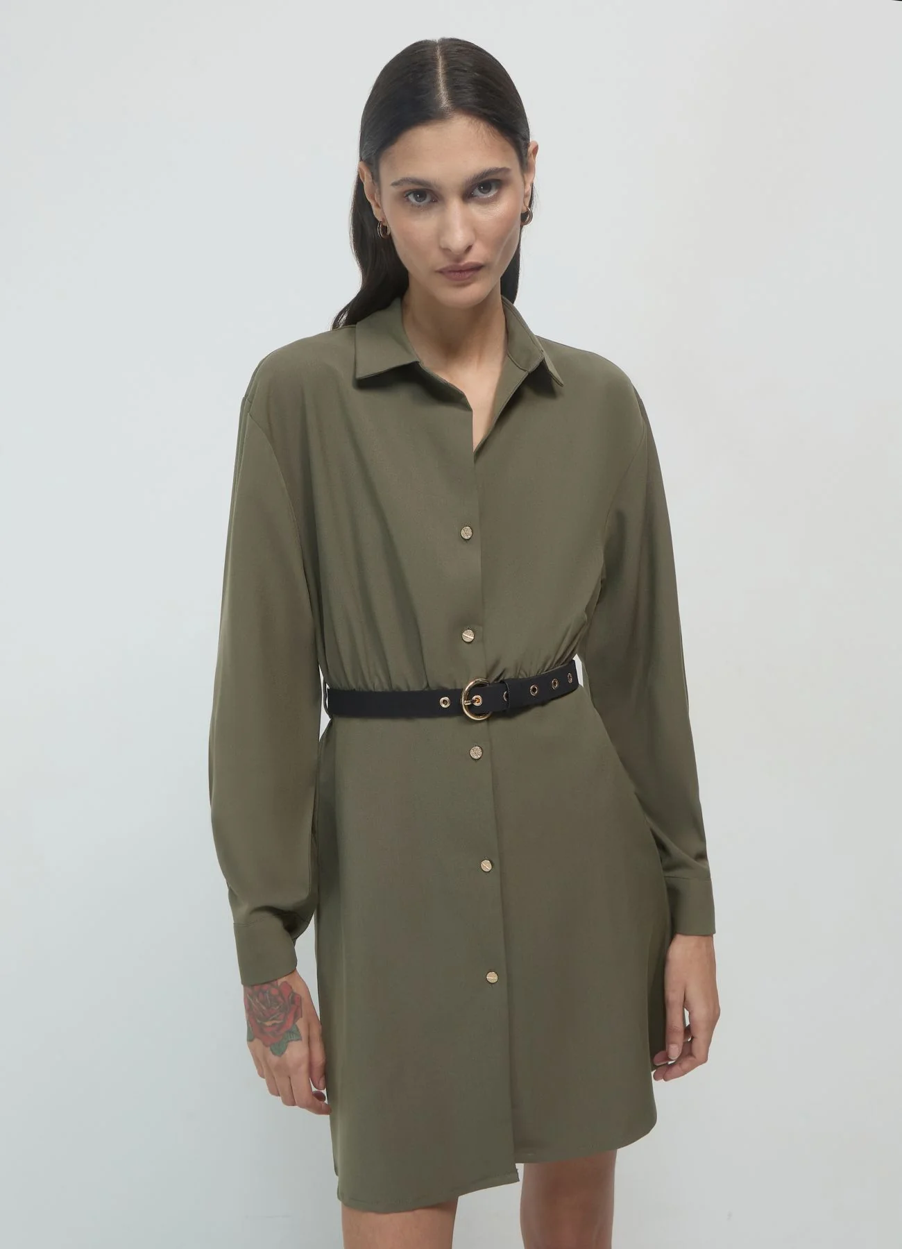 Vestito corto chemisier con cintura - Image 3