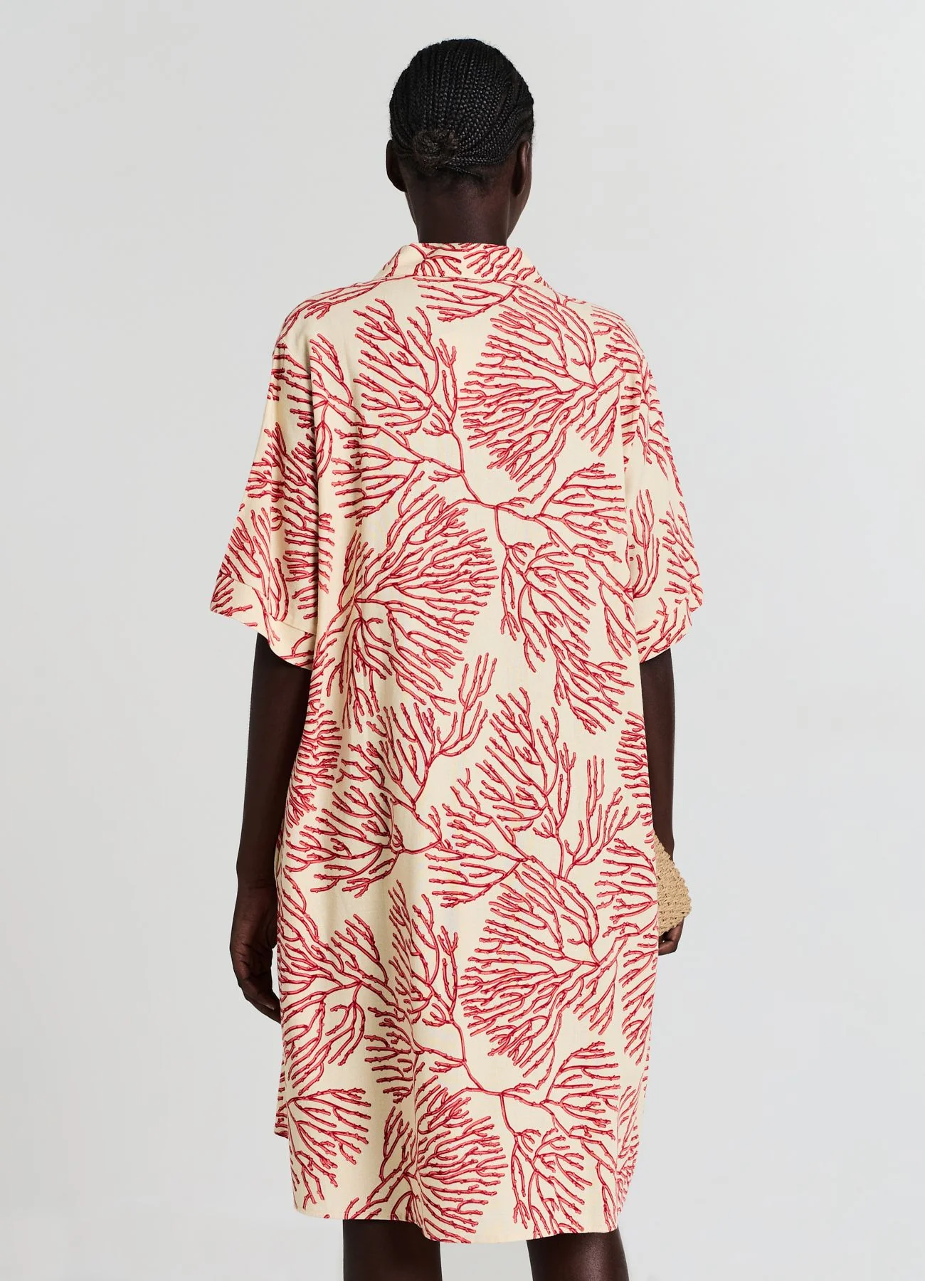 Vestito corto fantasia misto lino
