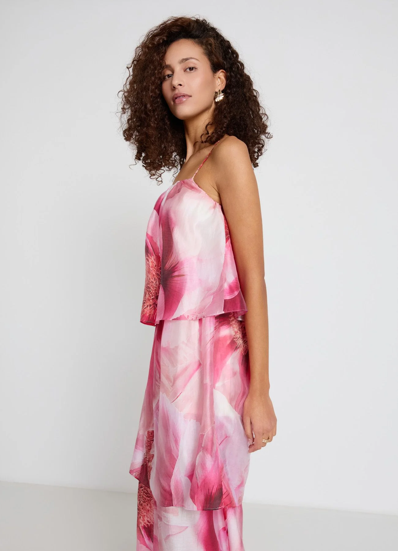 Vestito lungo a balze con stampa floreale - Image 3