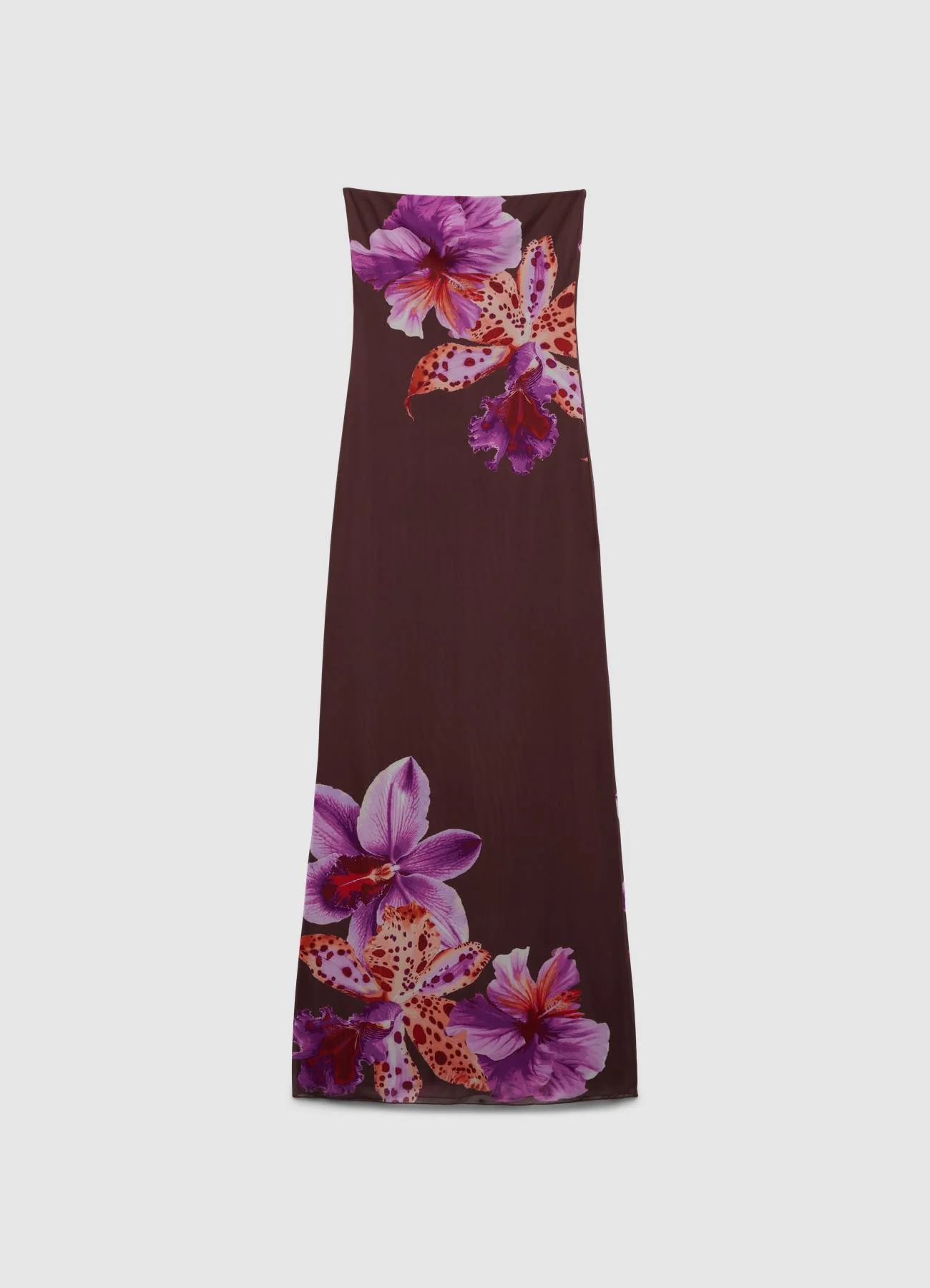 Vestito lungo a fascia con stampa fiori - Image 5