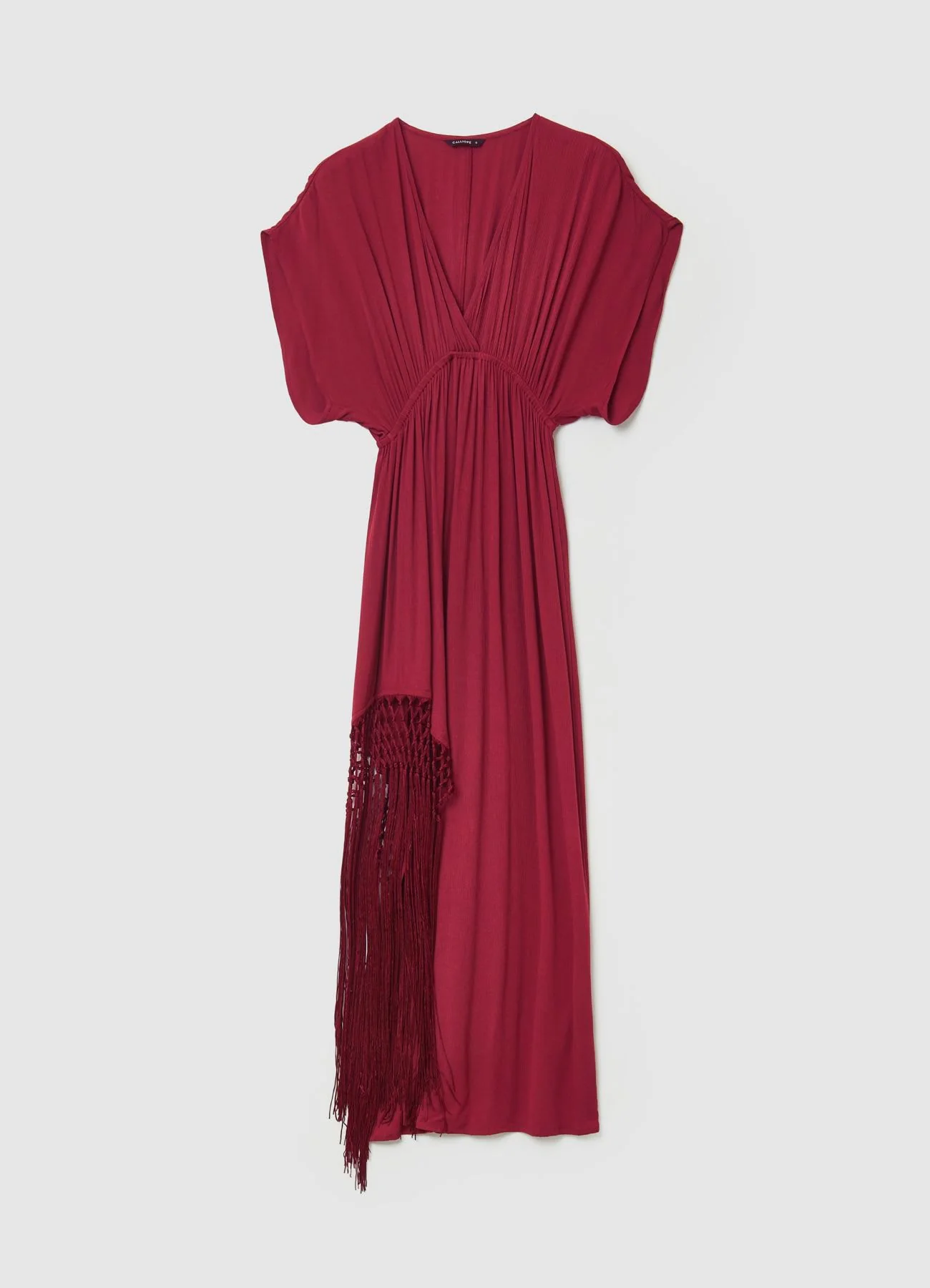 Vestito lungo a portafoglio con frange - Image 4