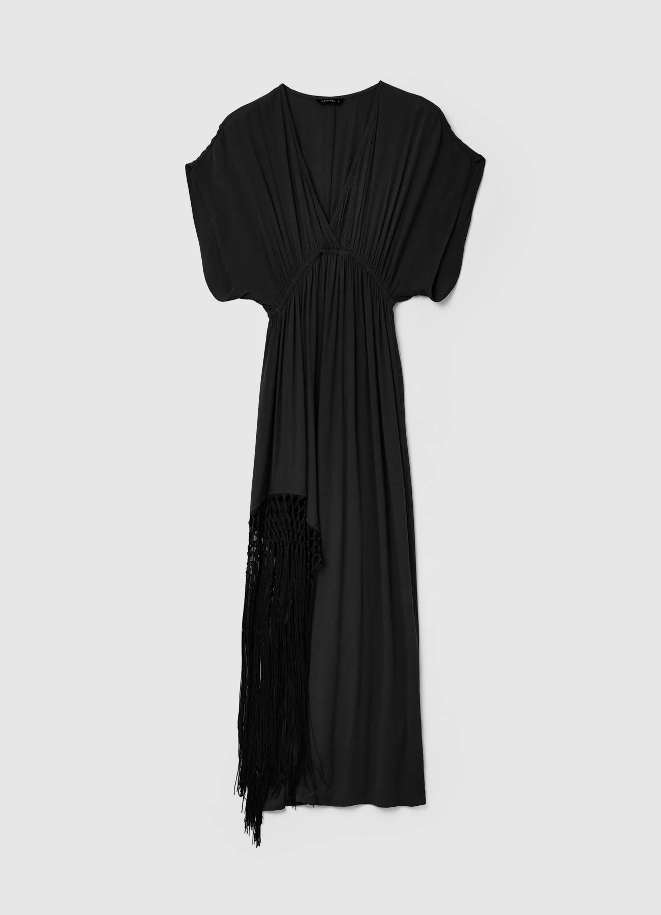 Vestito lungo a portafoglio con frange - Image 4
