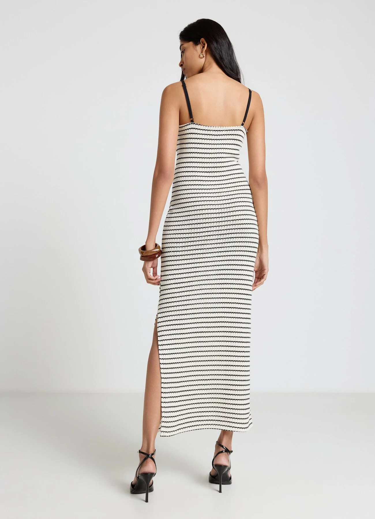 Vestito lungo a righe con spalline sottili - Image 3