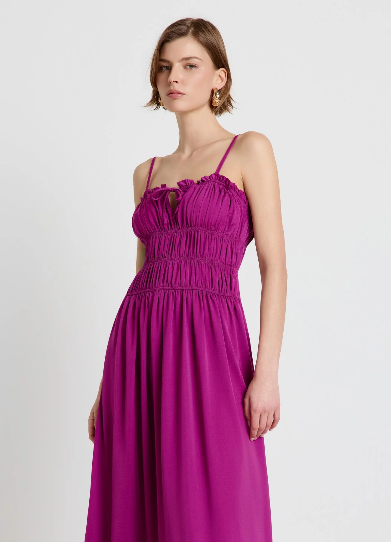 Vestito lungo con corpetto smock - Image 2