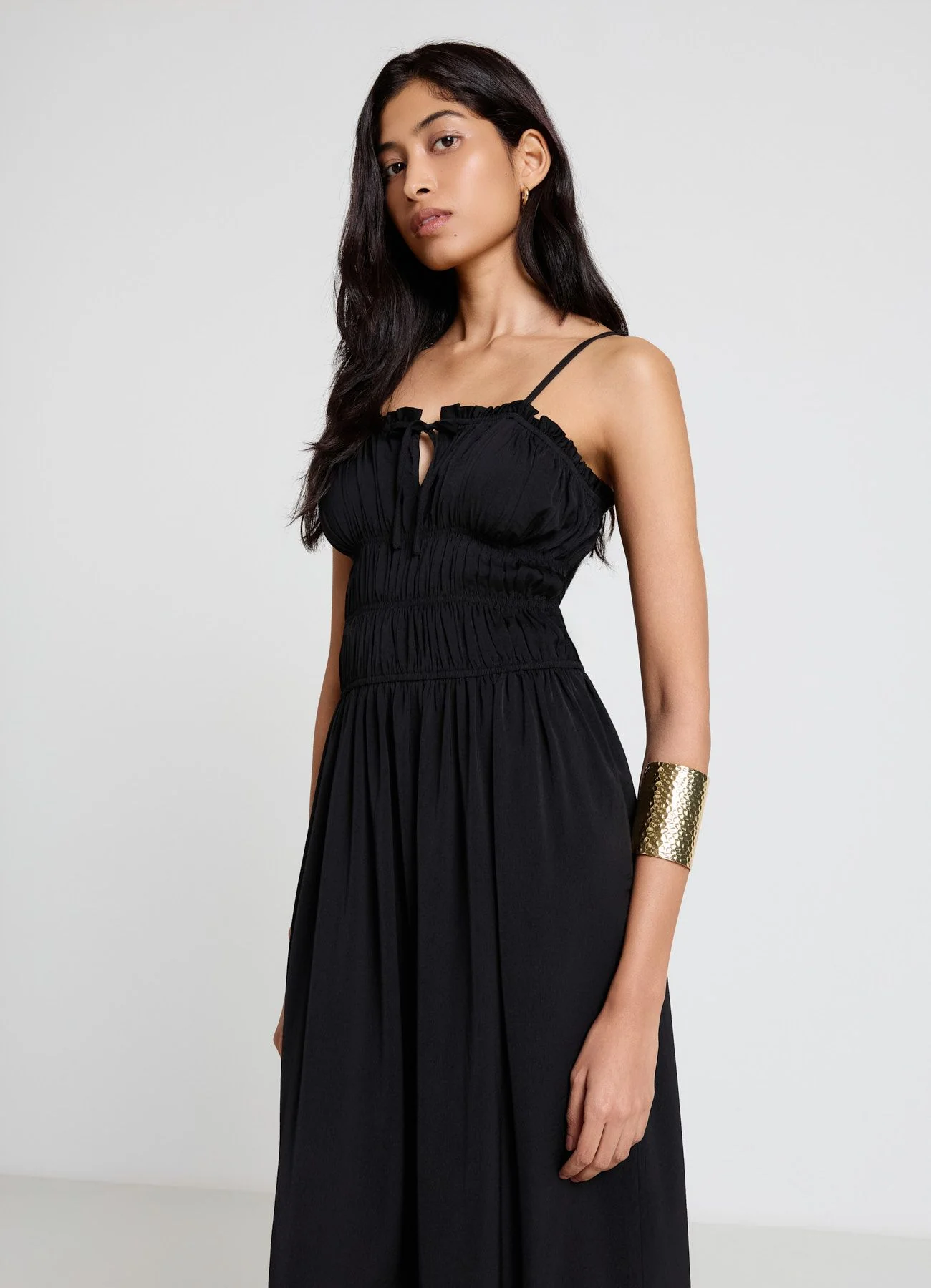 Vestito lungo con corpetto smock - Image 2