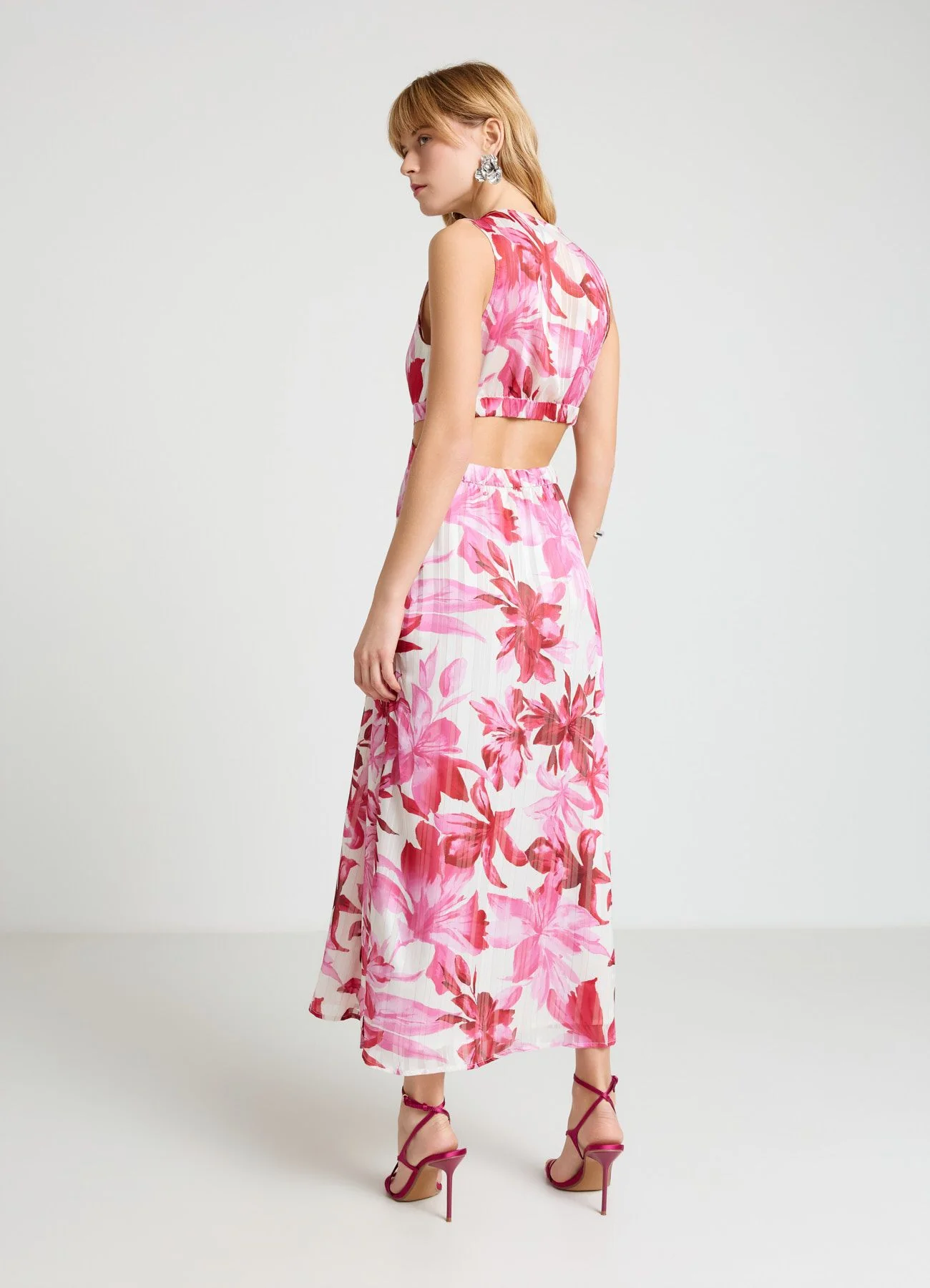 Vestito lungo con cut-out e stampa floreale - Image 3