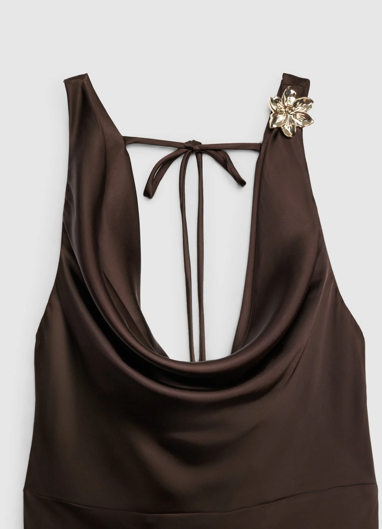 Vestito lungo con scollo sciallato e fibbia fiore - Image 6