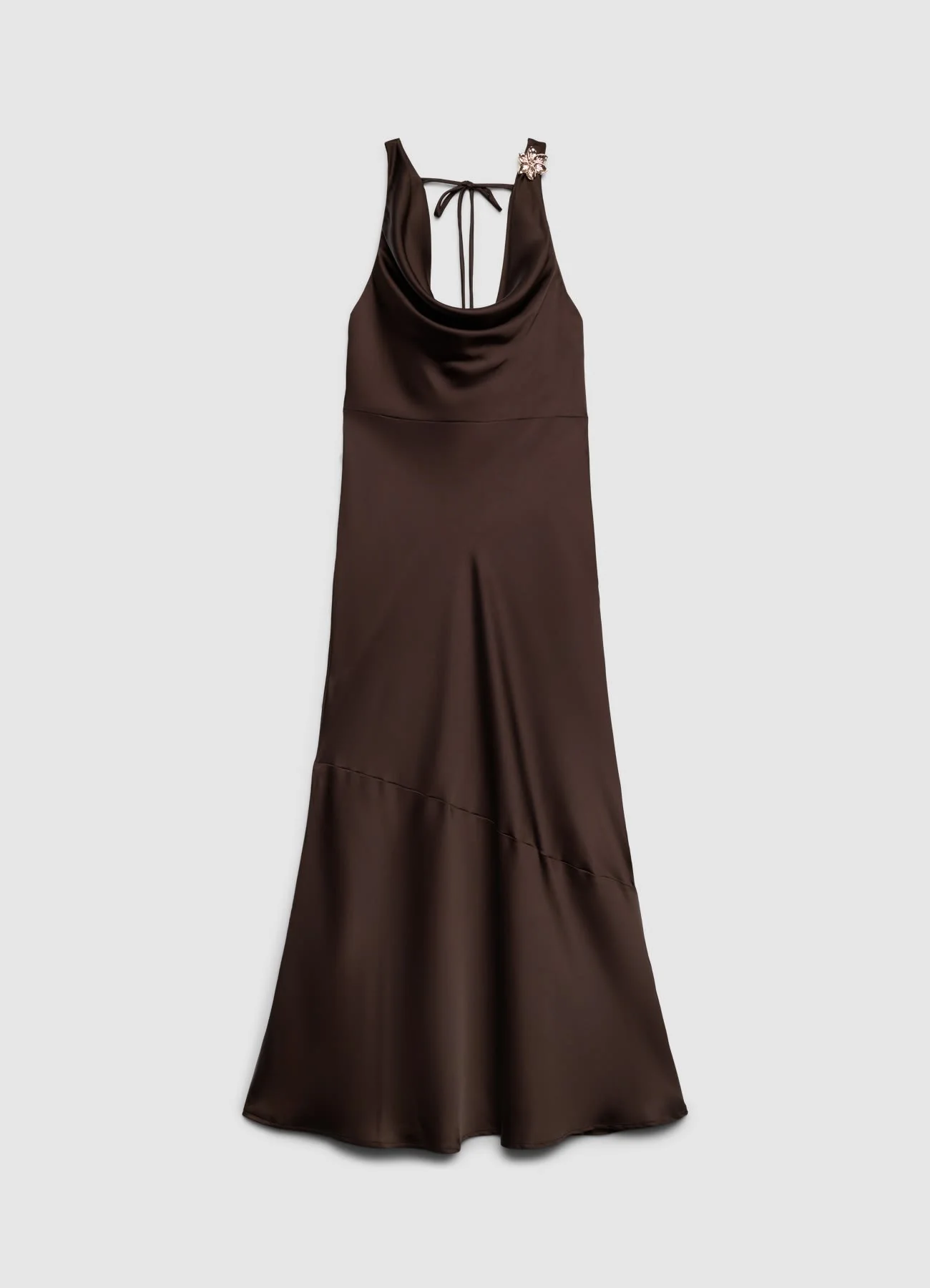 Vestito lungo con scollo sciallato e fibbia fiore - Image 7