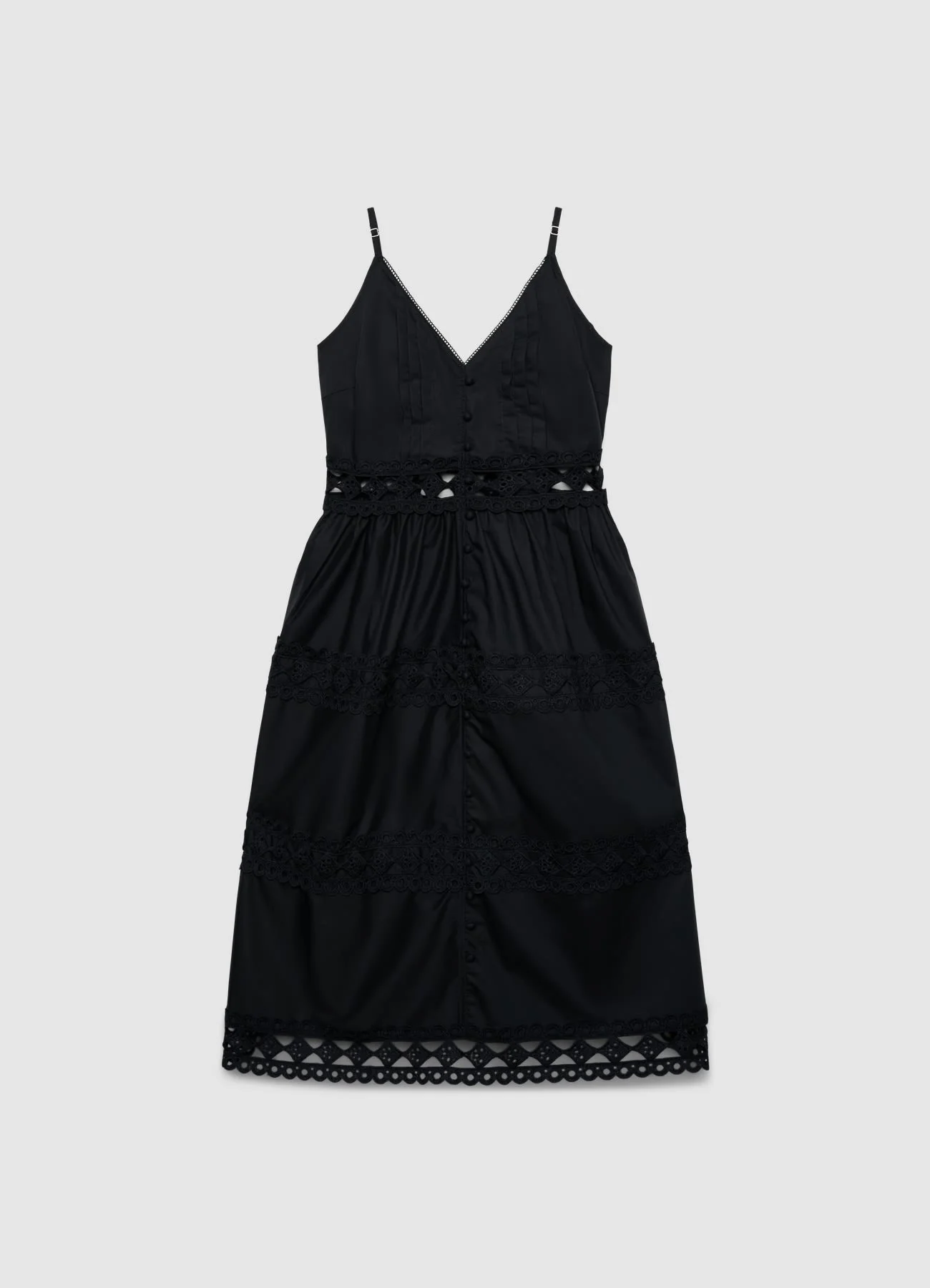 Vestito lungo con spalline e inserti traforati - Image 4