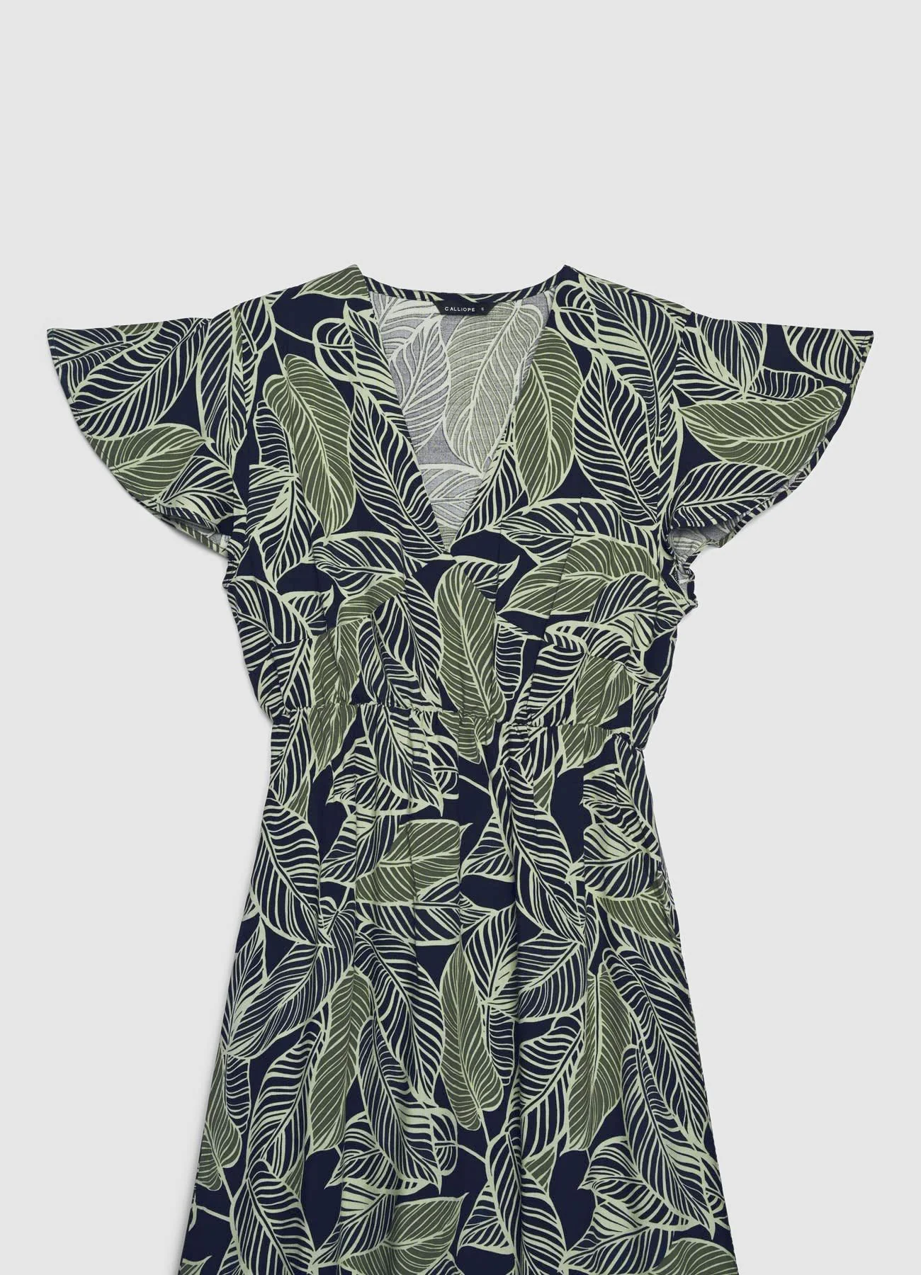 Vestito lungo con stampa foglie - Image 4