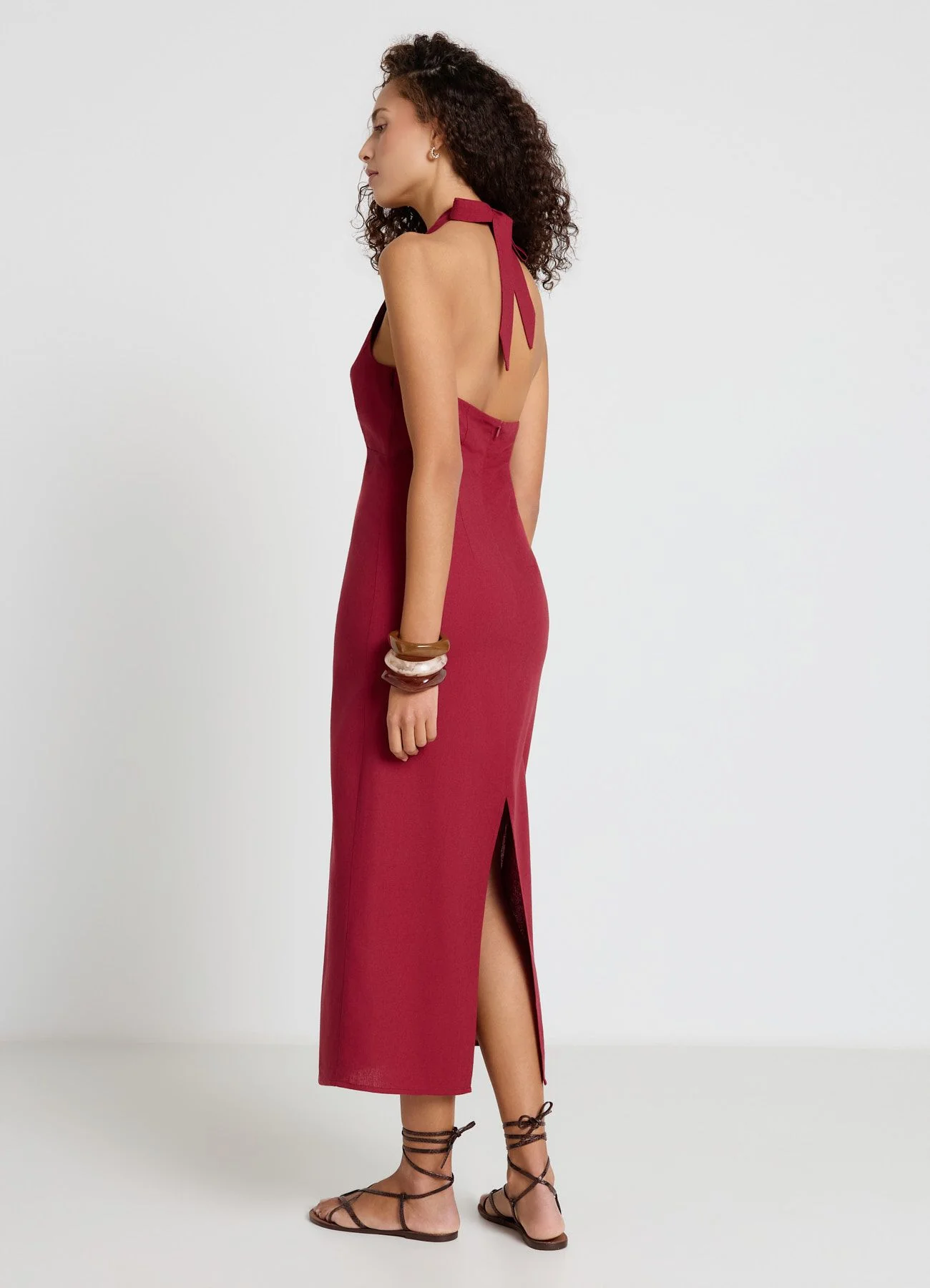 Vestito lungo halter con fiocco e cut-out - Image 2