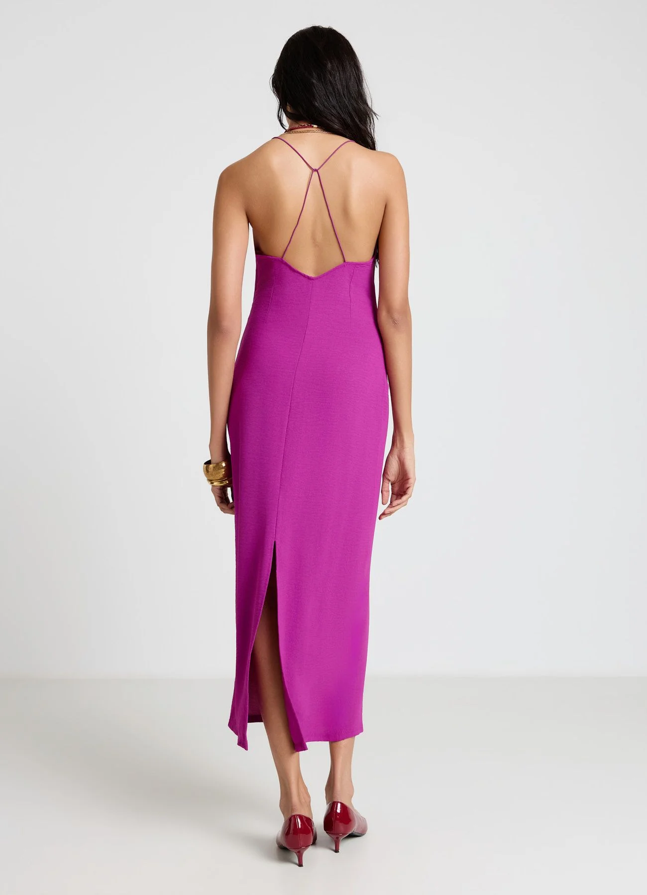 Vestito lungo scollato con spalline incrociate - Image 3