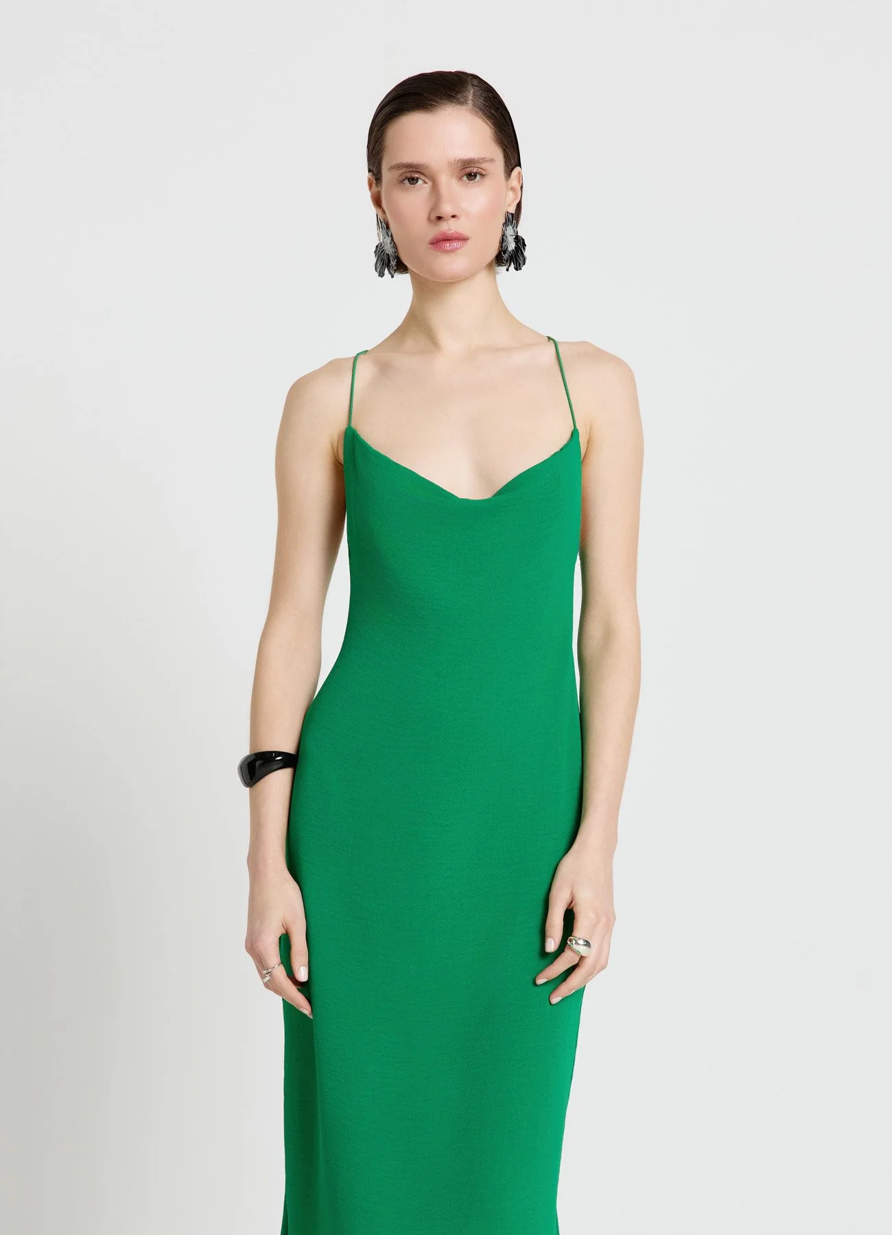 Vestito lungo scollato con spalline incrociate - Image 2
