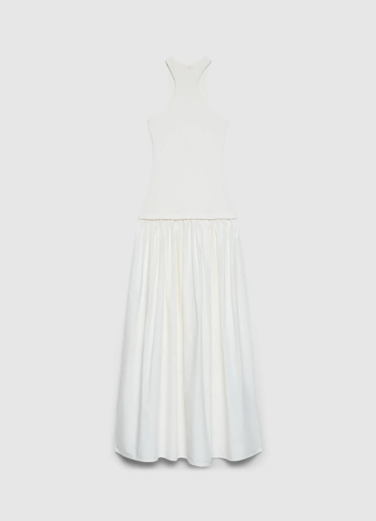 Vestito lungo smanicato con collo alto
