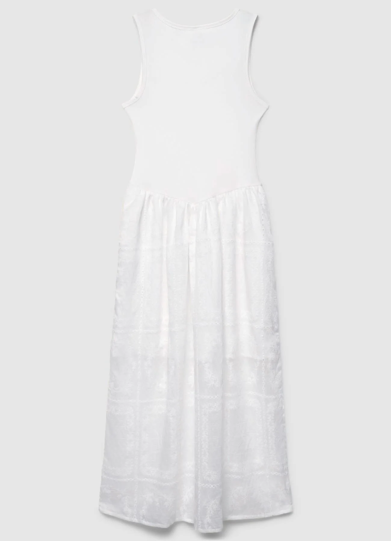Vestito lungo smanicato con gonna ricamata - Image 7
