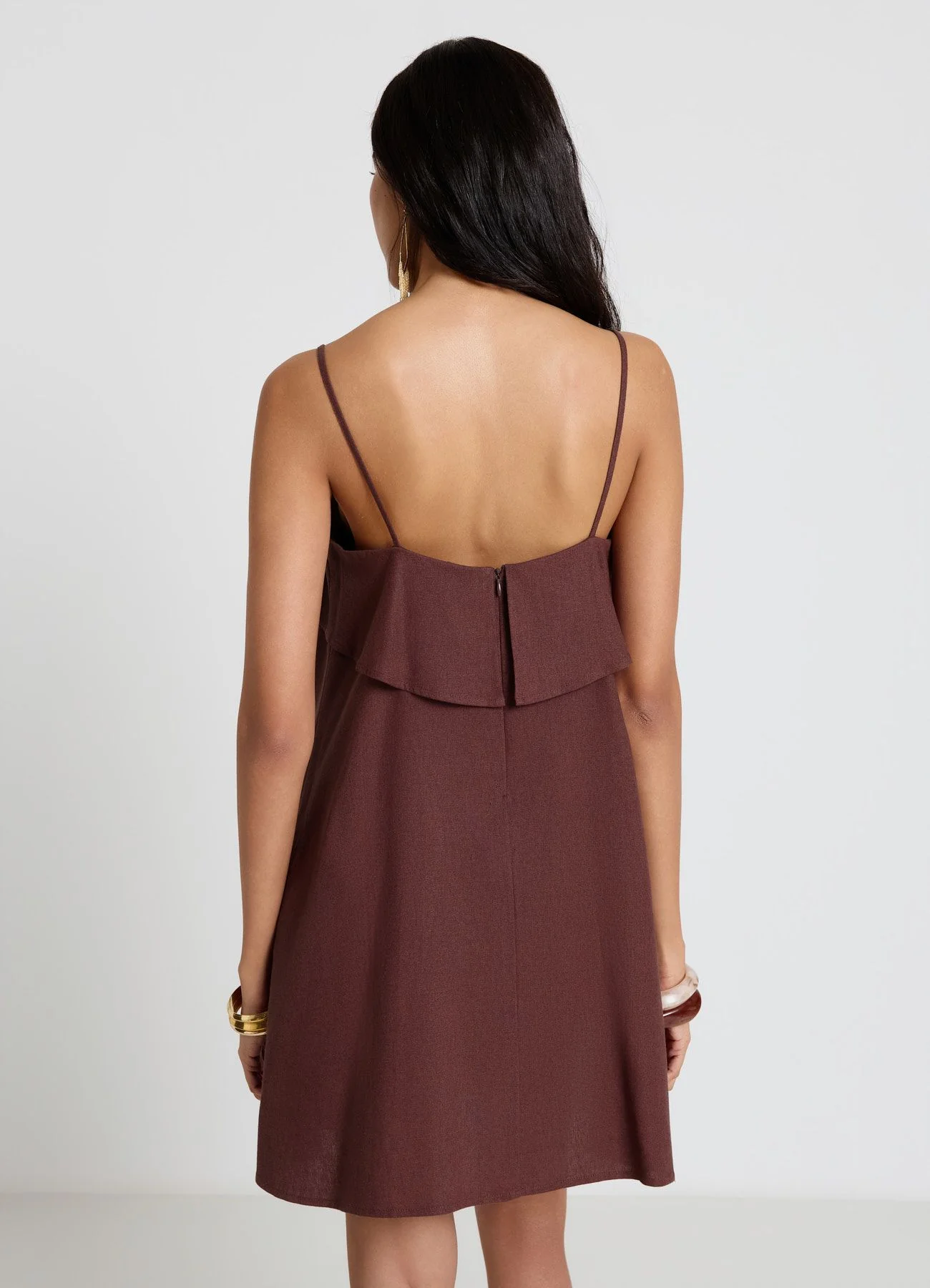 Vestito mini svasato misto lino - Image 3