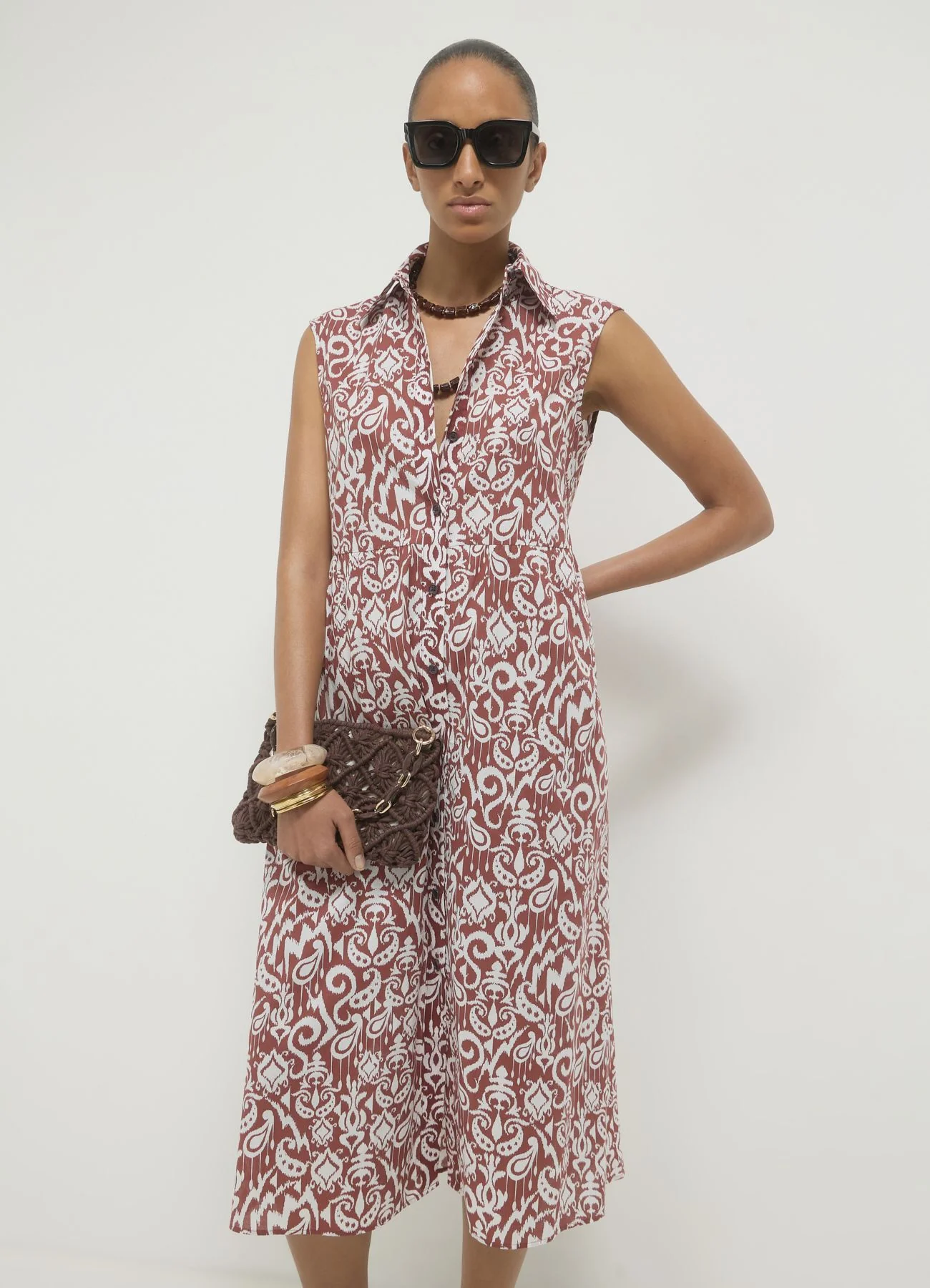 Vestito smanicato fantasia bicolor - Image 3