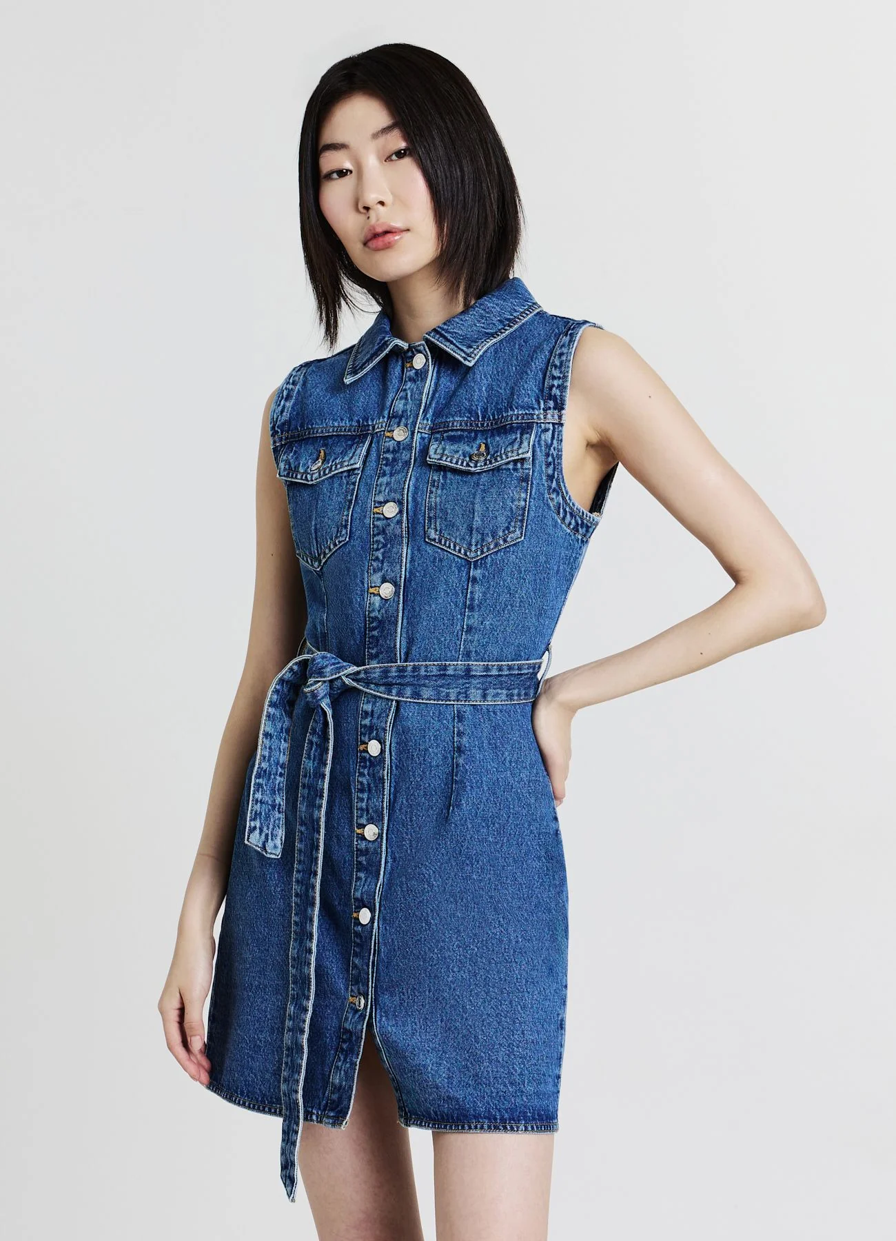 Vestito smanicato in denim