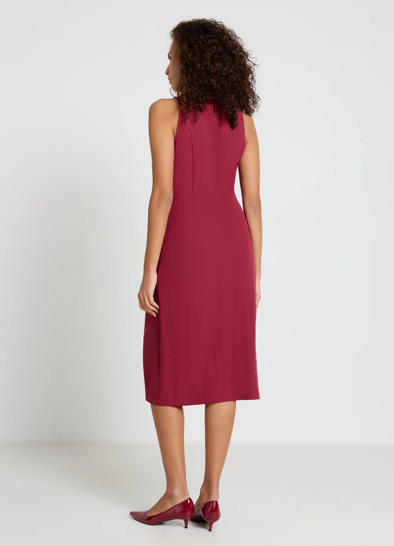 Vestito tubino midi smanicato con scollo tondo - Image 3